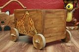 Giraffen,Bollerwagen,Kiste,Truhe,Spielzeug,Massiv,Holz
