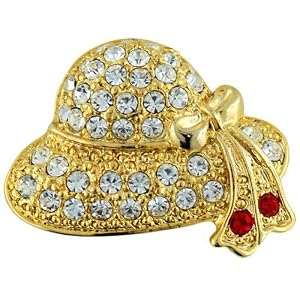 Red Ribbon Hat Brooch Pin by