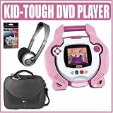 Fisher Price Kid Tough Portable DVD Player Pink + Accessory Bundle
