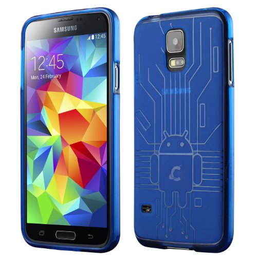 Galaxy S5 Case, Cruzerlite Bugdroid Circuit TPU Case Compatible with Samsung Galaxy S5 - Blue