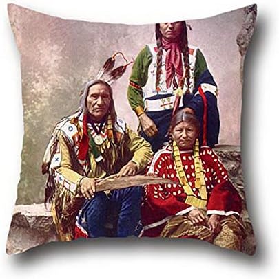 Happy Ri Day Indian Chief Cartoon Style Throw Pillow Cases Flower 100% Cotton ( 16*16 )