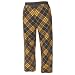 Black and Gold (Yellow) Diamond diagonal tartan plaid check flannel cotton pants for lounging, sleep, sports. Unisex relaxed fit, available in 3 Youth sizes, exposed elastic waist