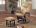 Microfiber Sand Color Swivel Glider Recliner With Ottoman