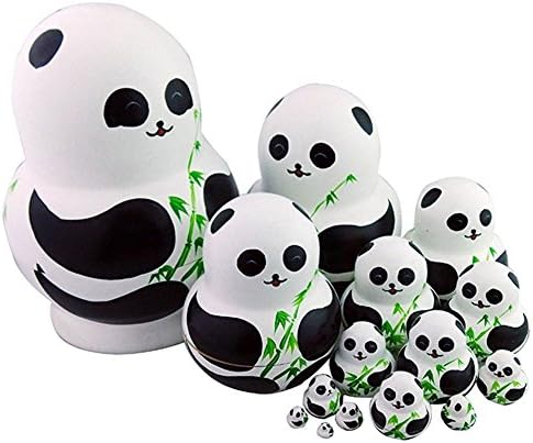 xlp 15Pcs/Set Russian Matryoshka Dolls Animal Panda Handmade Wooden Toys Doll For Kids Wooden Handcraft Home Decor