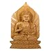 Hand Carved Wood Buddha Statue on Leaf Throne