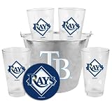 Tampa Bay Rays Satin Etch Bucket and 4 Glass Gift Set