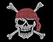 PIRATE SKULL WITH RED BANDANA HANDMADE Rhinestone T-Shirts