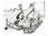 Jacques Cartier's Ship, from Rarete Des Indes Sauvages, Codex Canadiensis Art Giclee Poster Print by French School, 24x18