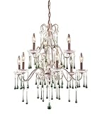 9 Light Chandelier In Rust And Lime Crystal