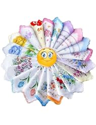 Apparel: FTSUCQ Womens/Girls Vintage Multi Floral Wedding Party Cotton Handkerchiefs,36pcs Sets
