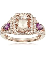 Jewelry: 10k Pink Gold Morganite, Rhodolite and Diamond Ring (1/3cttw, I-J Color, I2-I3 Clarity), Size 6 - Amazon Collection