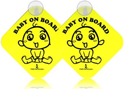 Inspiration "Baby On Board" with Suction Disks Sign, 2-Pack (5x5) (2pack) (Yellow 1 )