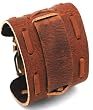Nemesis Wide Brown Leather Cuff Wrist Watch Band