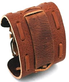 Nemesis Wide Brown Leather Cuff Wrist Watch Band