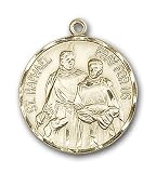 Gold Filled St. Raphael the Archangel Pendant with Stainless Gold Heavy Curb Chain 24 inch