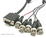 5x BNC Plugs / 15 Pin SVGA Plug Computer Lead 2m
