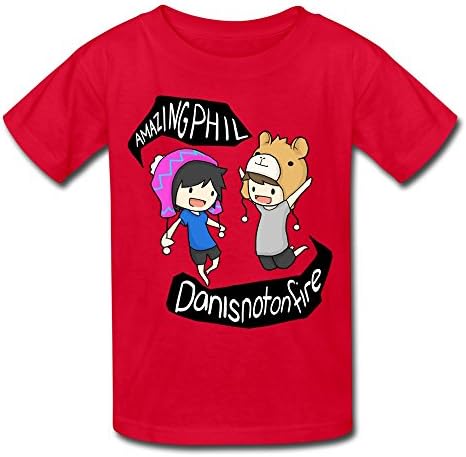 WX Kids Youth Dan And Phil Animated Design Kids T-Shirt - Red