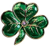 Irish Shamrock Good Luck Pin Jewelry Brooch with Jeweled Crystals