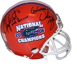 Chris Leak and Urban Meyer Florida Gators Dual Autographed National Championship Logo Mini Helmet with 2006 BCS MVP and GO GATORS Inscriptions