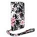 Cellularvilla Wallet Case for LG LS740 Volt Pu Leather Wallet Card Flip Open Pocket Case Cover Pouch (Black Pink Flower)