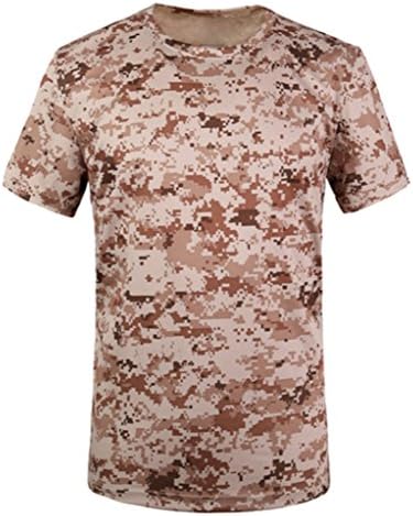 Men's Camo Tee Camouflage Outdoor Sport Quick Dry T Shirts (L, Desert Camo)