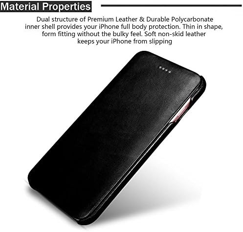 iPhone 6S leather case, iPhone 6 Case, Icarercase Genuine Leather Flip Case Folio Cover Wallet Case Curve Edge Flip Style, Vintage Folio Cover for Apple iPhone 6/6S 4.7 Inch (Retro Black)