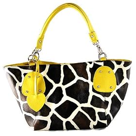 Yellow Giraffe Designer Inspired Animal Print Handbag Purse Bag Tote NEW