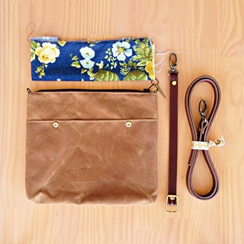 Handcrafted Waxed Canvas Crossbody Purse with Vintage Style Floral Lining in Saddle Brown