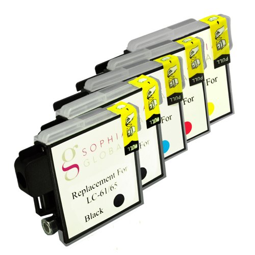 Sophia Global Compatible Ink Cartridge Replacement for Brother LC61 (2 Black, 1 Cyan, 1 Magenta, 1 Yellow)