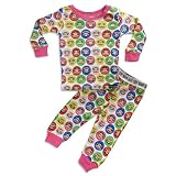 Paul Frank - Toddler Girls Long Sleeve Monkey Pajamas, White, Multi