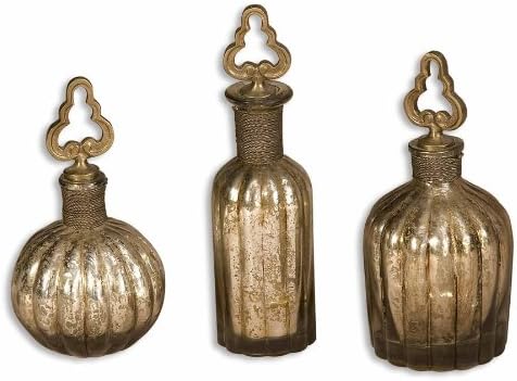 High Pointe Furnishings, Kalle Antique Silver Perfume Bottles, Set of 3
