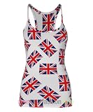 Womens Ladies Union Jack UK Flag Printed Muscle Back Vest Top 8 10 12 14 16