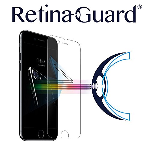 RetinaGuard Anti-blue Light Tempered Glass Screen protector for iPhone 7 - SGS & Intertek Tested - Blocks Excessive Harmful Blue Light, Reduce Eye Fatigue and Eye Strain (Transparent)