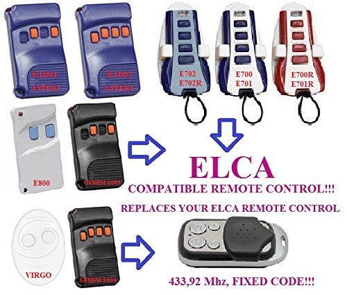 ELCA ASTER2 / ASTER4 / ASTER E1001,E1002,E1000 / GEMINI E1003,E1004 / ASTER E800 / VIGRO / E702,E702R / E700R,E701,E701R universal remote control replacement transmitter, 433.92Mhz fixed code clone