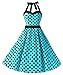 DRESSTELLS Women 50s Dress Vintage Cocktail Halter Dresses 1950s Rockabilly Audrey Hepburn Dress for Prom Bridesmaid Party Homecoming Blue Black Dot S