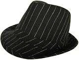 Classic Pinstripe UBI Fedora Wool Blend Trilby Gangster Rock Hip Chicago Sexy New York City Style Hat (Black/white Pinstripes)
