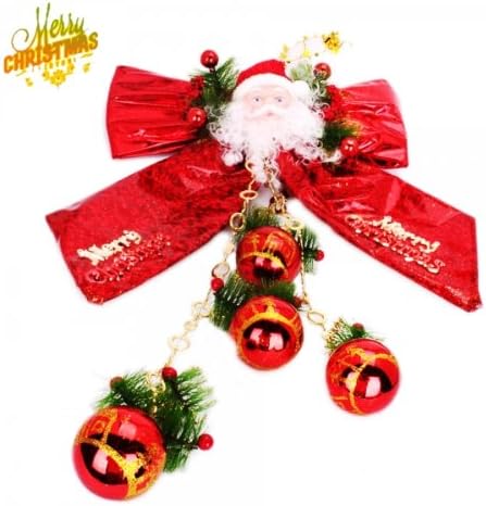 Santa Claus Ball Bow Ornament Christmas Tree Hanger Red
