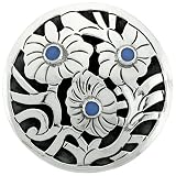 Sterling Silver 1 5/8 (41 mm) Floral Brooch Pin / Pendant w/ Blue Crystals