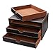 HOMETEK Multi-functional 3 Drawer Leather Desk Organizer File Cabinet Office Supplies Desktop Storage Jewelry Organizer Box with Drawer (Brown)