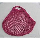 TWO EuroBag European Cotton String Mesh Shopping Grocery Bags FUSCHIA PINK