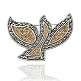 Sterling Silver Marcasite and Champagne Crystal Dove Pin