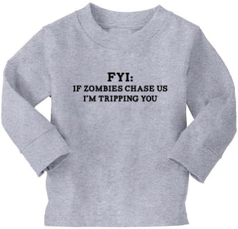 If Zombies Chase Us I'm Tripping You Toddler Long Sleeve T-Shirt (Heather Grey, 3T)