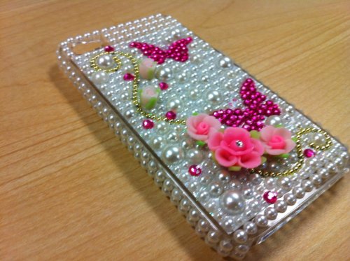 Diamond Rhinestone butterfly 3D flower Iphone 4 case