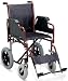Steel Powder Coating Wheelchair with Leather Seat, Fixed Armrest, Detachable Footrests, 8 Front Casters and 12 Enlarged Rear Wheels