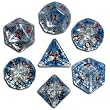 Q-Workshop Polyhedral 7-Die Set: Carved Elven Elvish Dice (Transparent Red and Blue)