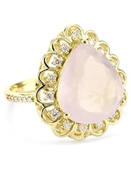 Katie Decker "Jane" 18k Rose Quartz and Diamond Ring, Size 7