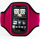 Magenta Durable Moisture Resistant Premium Neoprene Protective Multi Purpose Exercise Workout Armband with Adjustable Velcro Strap for Motorola Photon 4G Android Smart Phone (Sprint) + SumacLife TM Wisdom Courage Wristband