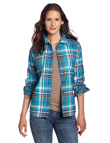 Marmot Women's Thalia Flannel Long Sleeve Button Down Shirt, Mosaic Blue, Medium
