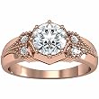 14K Rose Gold Diamond Engagement Ring Semimount - CENTER STONE NOT INCLUDED - 0.08 Ct.