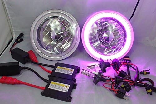 New World Motoring 97-16 Jeep Wrangler TJ JK 7" PURPLE LED SMD Halo Chrome Headlights 6000K HID
